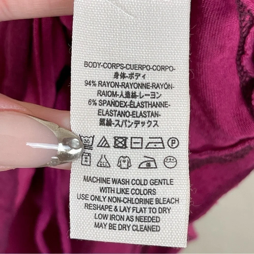 Free People Amelia Y-Strap Raspberry Sleeveless‎ Racerback Tank Top Sz Small Wmn